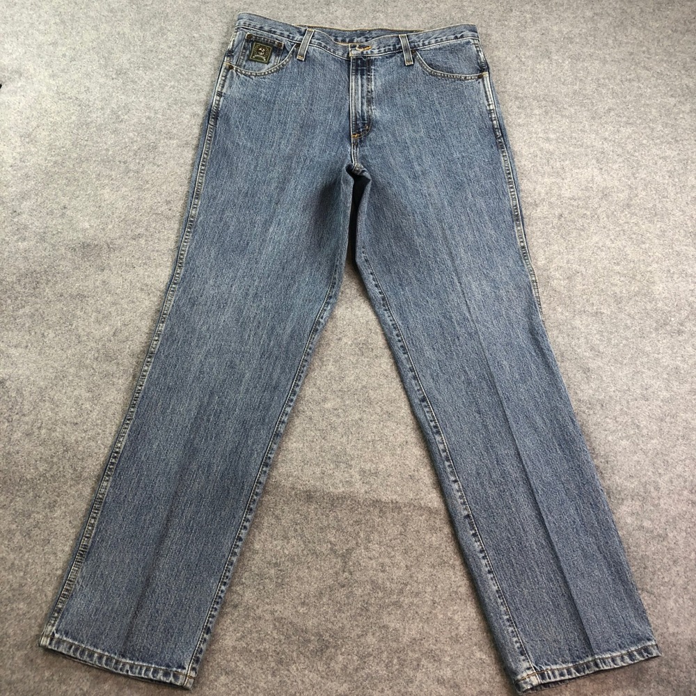 Cinch Mens Jeans 36x34 Straight Leg Blue Medium Wash Western Rodeo Green Label